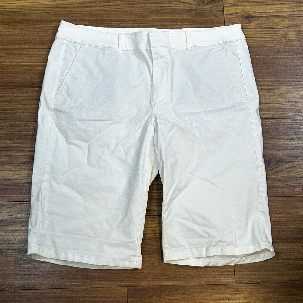 Loft Bermuda Shorts Womens Size 12 White Chino Cotton Stretch Casual New